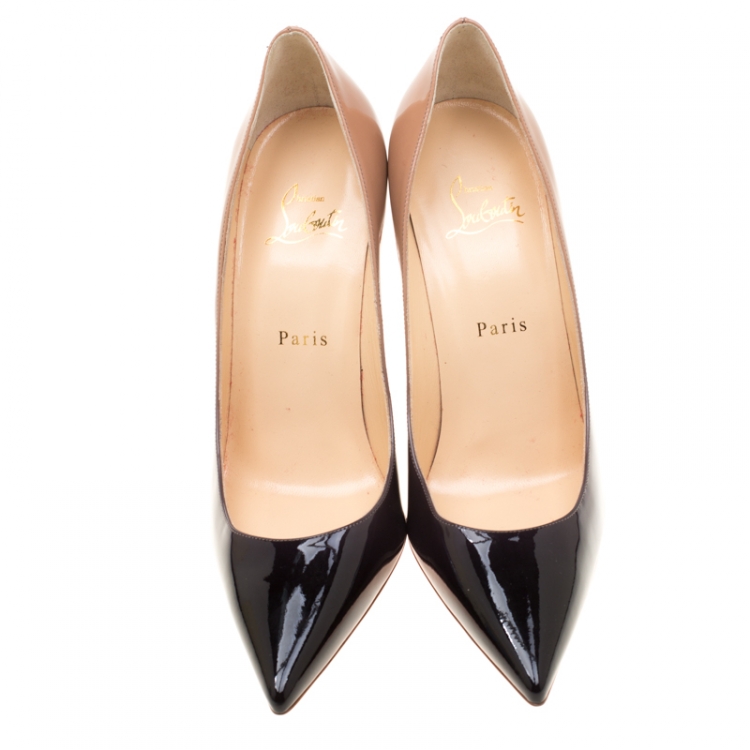 Pre Owned Christian Louboutin Two Tone Patent Leather So Kate Pointed Toe Pumps Size 39