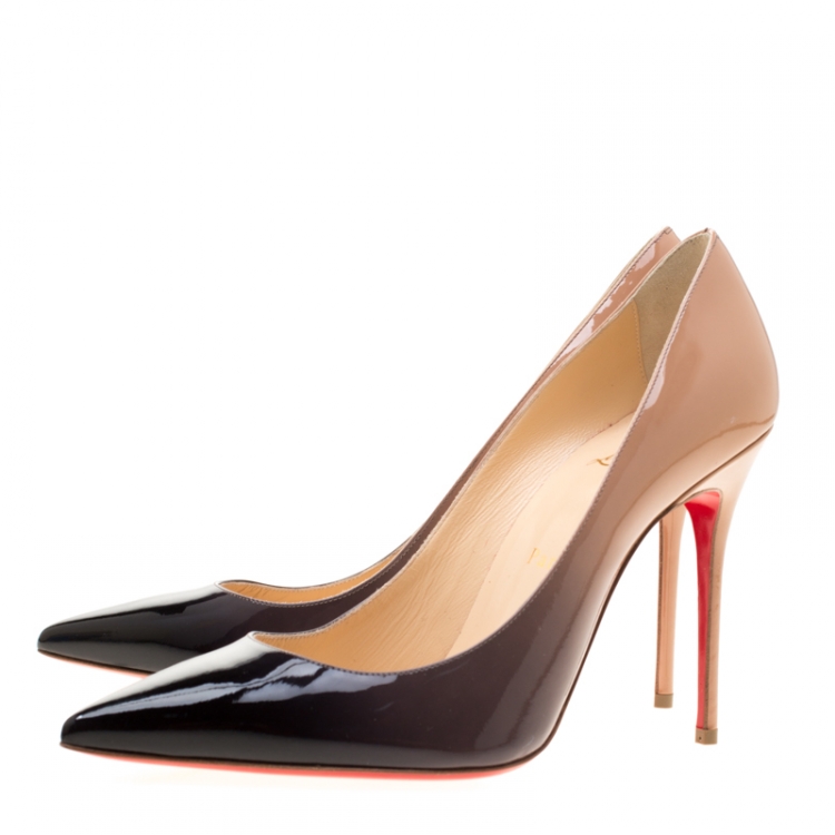 Pre Owned Christian Louboutin Two Tone Patent Leather So Kate Pointed Toe Pumps Size 39