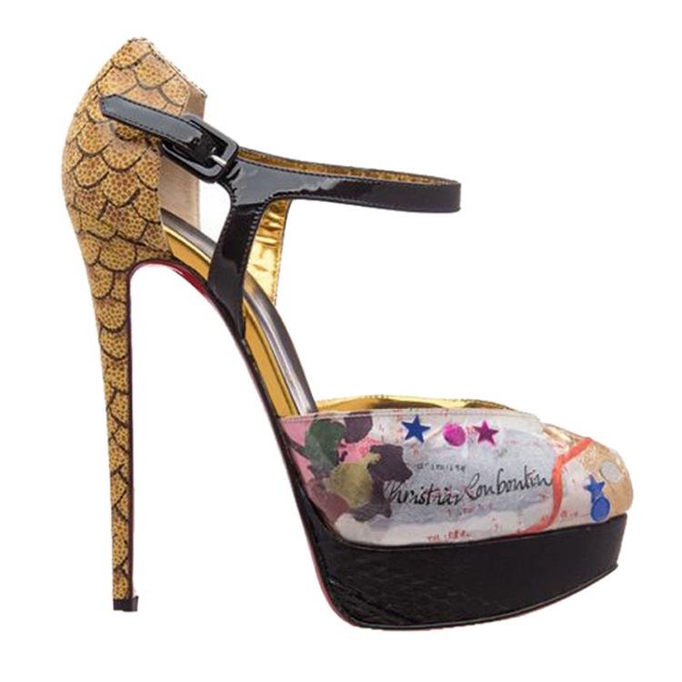 Pre Owned Christian Louboutin Multicolor PVC Watersnake Lucido Pumps Size 38