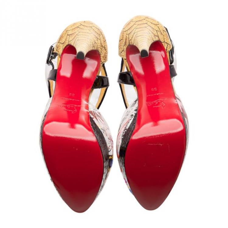 Pre Owned Christian Louboutin Multicolor PVC Watersnake Lucido Pumps Size 38