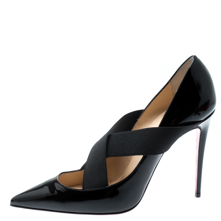 Christian Louboutin Black Patent Leather Sharpstagram Cross Strap