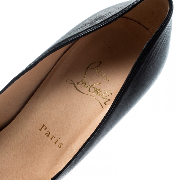 Pre Owned Christian Louboutin Black Leather Bianca Platform Pumps Size 38