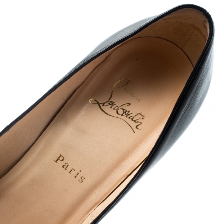 Pre Owned Christian Louboutin Black Leather Very Prive Peep Toe Pumps Size 39.5