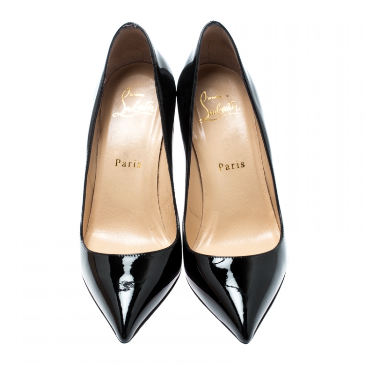 Pre Owned Christian Louboutin Black Patent Leather Pigalle Pointed Toe Pumps Size 35.5