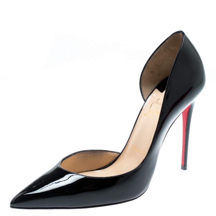 Christian Louboutin Black Patent Leather Iriza D'orsay Pointed Toe ...