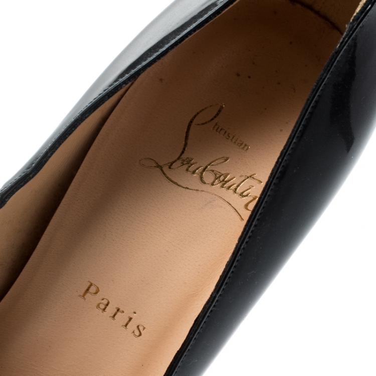 Pre Owned Christian Louboutin Dark Blue Patent Leather Bianca Platform Pumps Size 39.5