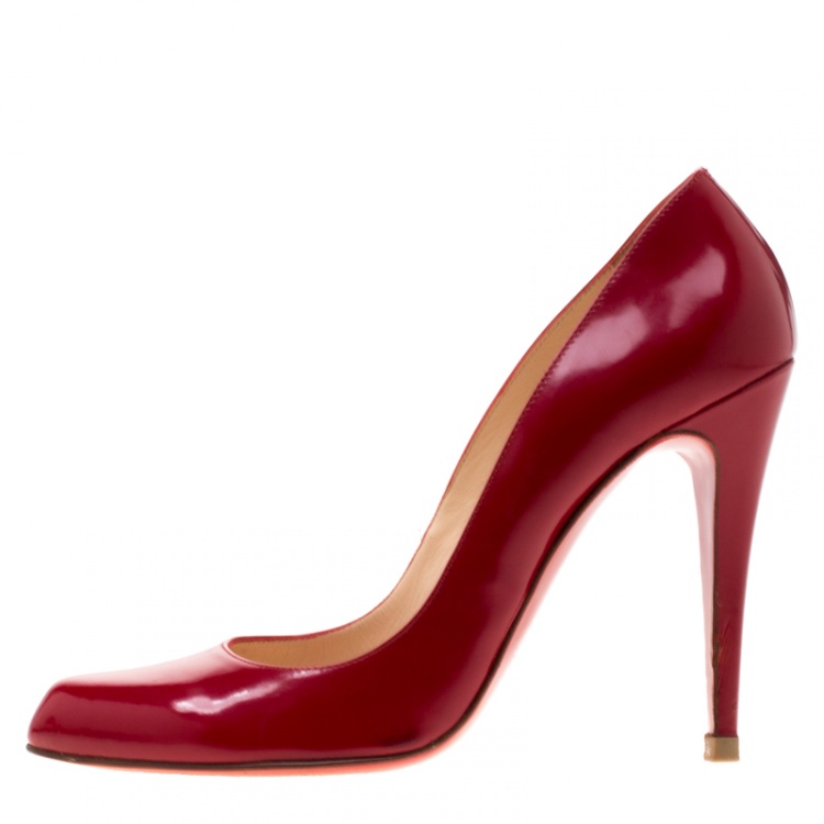 Pre Owned Christian Louboutin Red Patent Leather Rolando Pumps Size 40