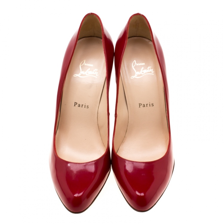 Pre Owned Christian Louboutin Red Patent Leather Rolando Pumps Size 40