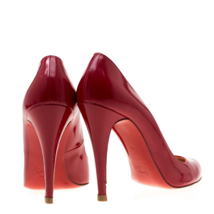 Pre Owned Christian Louboutin Red Patent Leather Rolando Pumps Size 40