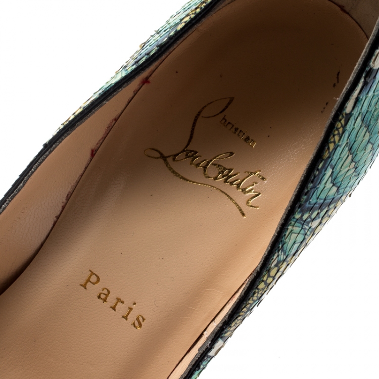 Pre Owned Christian Louboutin Multicolor Hand Painted Python Leather So Kate Pointed Toe Pumps Size 38