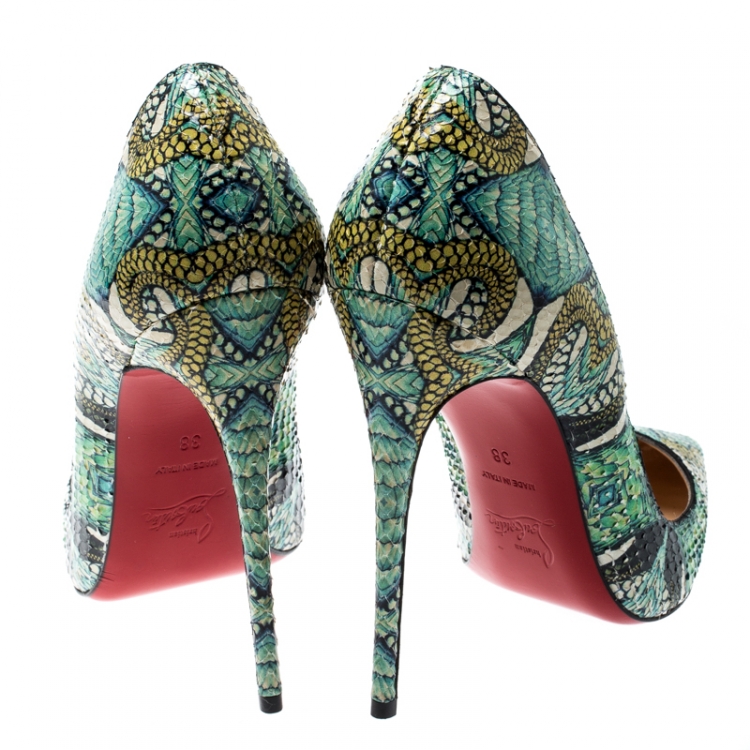 Pre Owned Christian Louboutin Multicolor Hand Painted Python Leather So Kate Pointed Toe Pumps Size 38