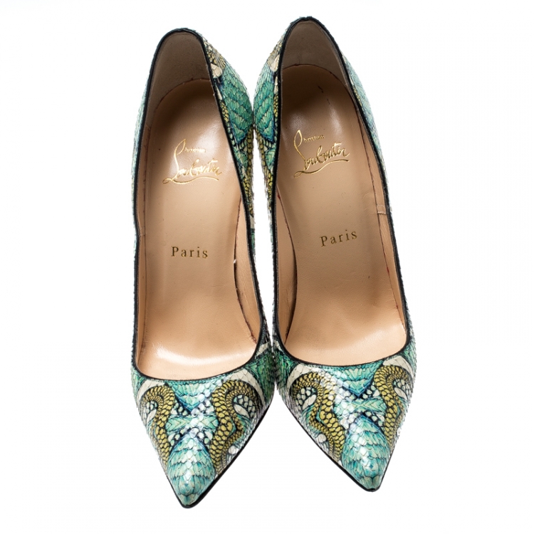 Pre Owned Christian Louboutin Multicolor Hand Painted Python Leather So Kate Pointed Toe Pumps Size 38