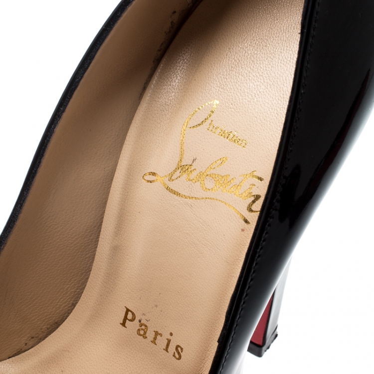 Pre Owned  Christian Louboutin Black Patent Leather Carroseria Platform Pumps Size 36