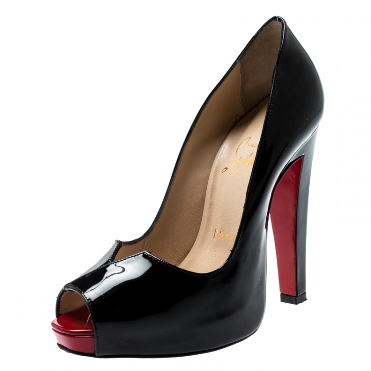 Pre Owned  Christian Louboutin Black Patent Leather Carroseria Platform Pumps Size 36