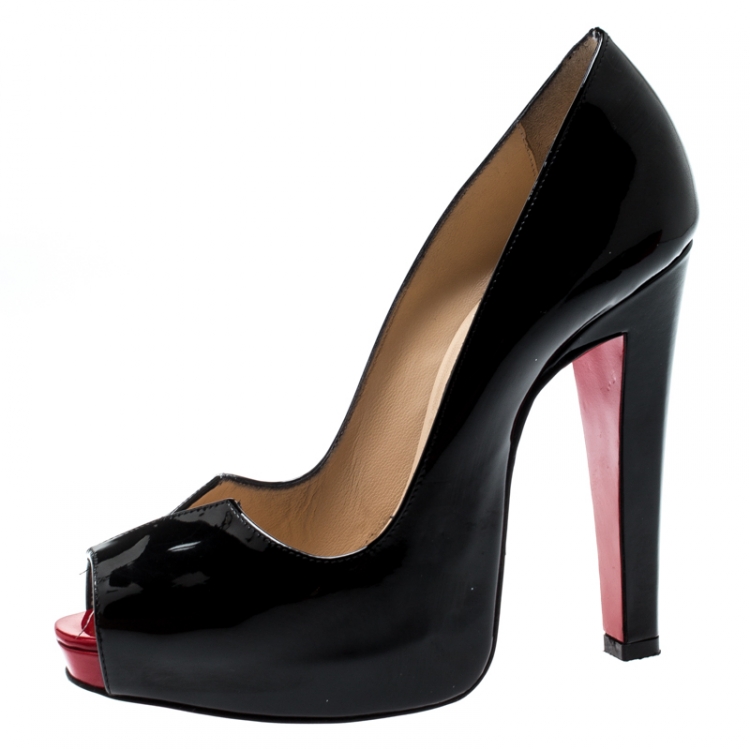 Pre Owned  Christian Louboutin Black Patent Leather Carroseria Platform Pumps Size 36