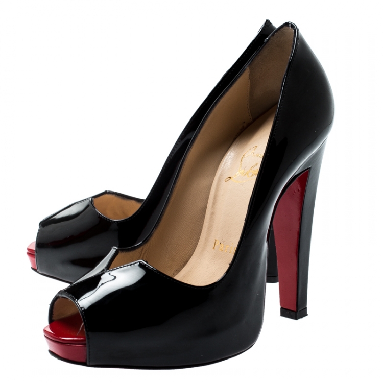 Pre Owned  Christian Louboutin Black Patent Leather Carroseria Platform Pumps Size 36