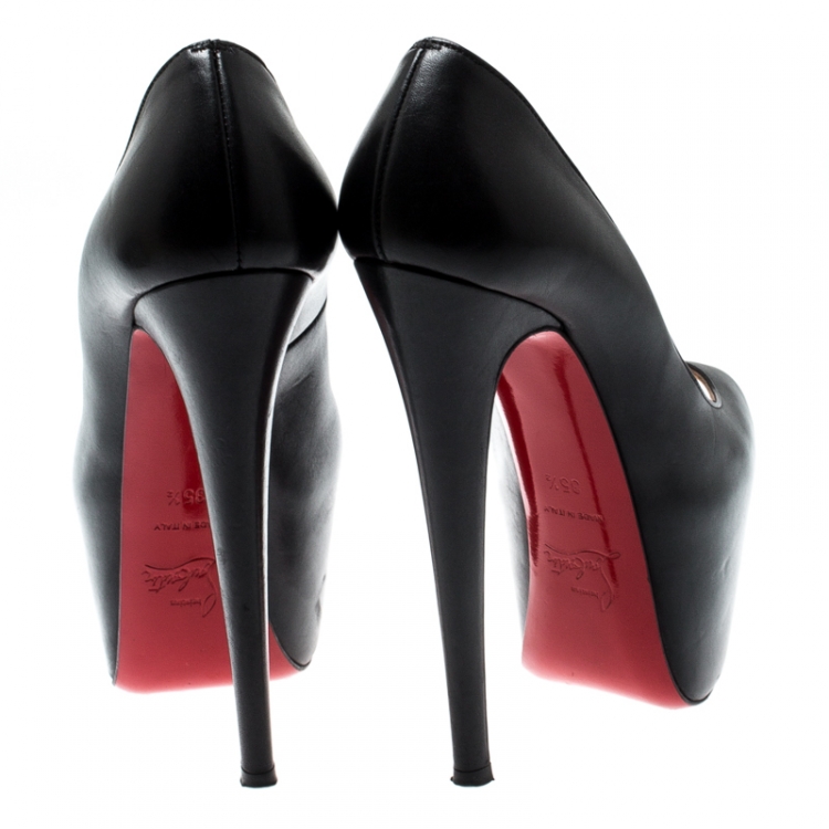 Pre Owned Christian Louboutin Black Suede Highness Peep Toe Platform Pumps Size 35.5