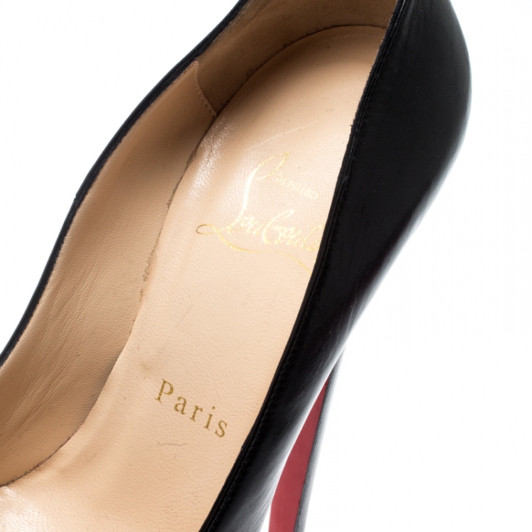 Pre Owned Christian Louboutin Black Leather Daffodile Platform Pumps Size 37