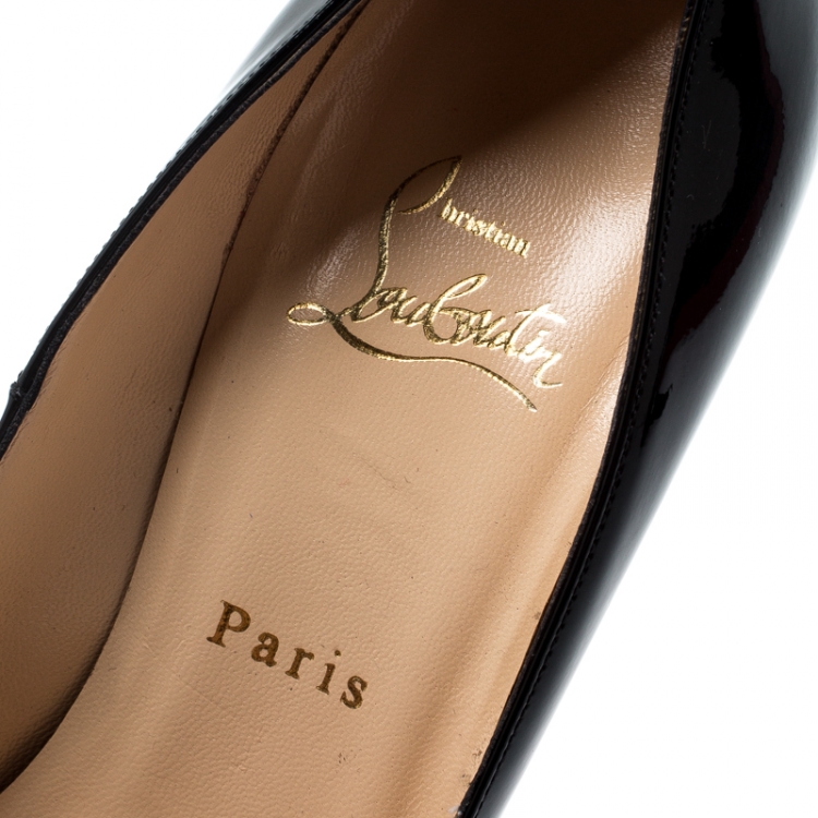 Pre Owned Christian Louboutin Black Patent Leather Bianca Platform Pumps Size 37