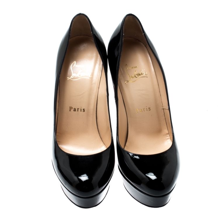 Pre Owned Christian Louboutin Black Patent Leather Bianca Platform Pumps Size 37