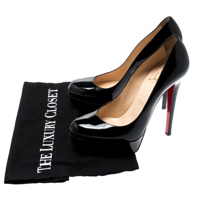 Pre Owned Christian Louboutin Black Patent Leather Bianca Platform Pumps Size 37