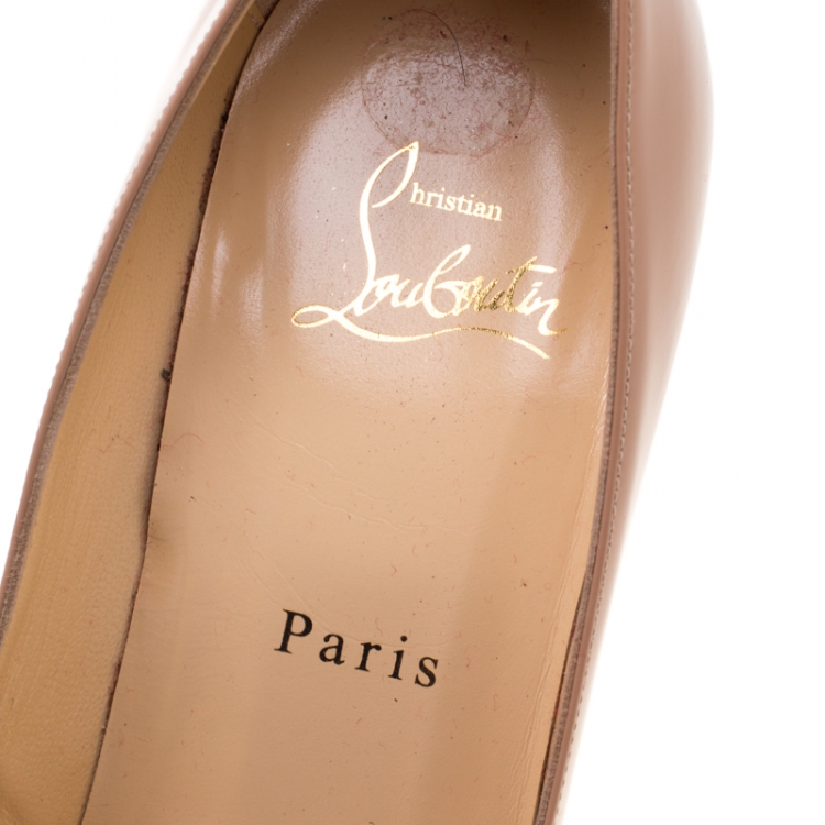 Pre Owned Christian Louboutin Beige Patent Leather So Kate Pointed Toe Pumps Size 39.5