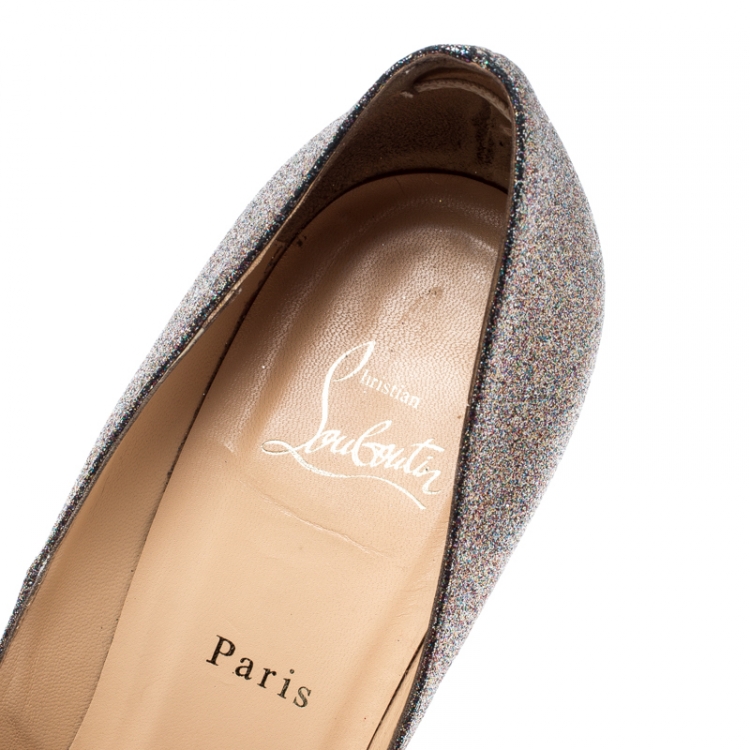 Pre Owned Christian Louboutin Multicolor Glitter Paulina Pointed Toe Pumps Size 39.5