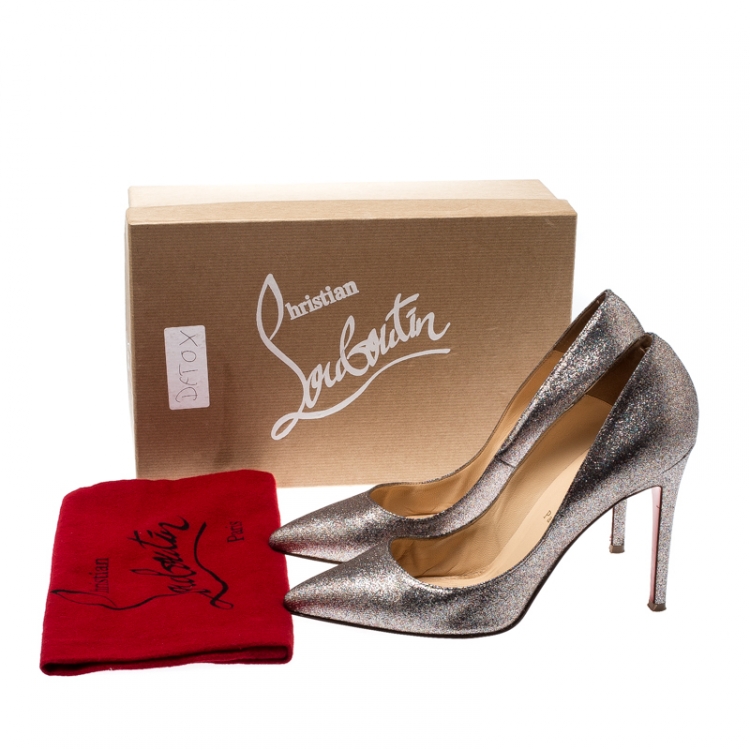Pre Owned Christian Louboutin Multicolor Glitter Paulina Pointed Toe Pumps Size 39.5