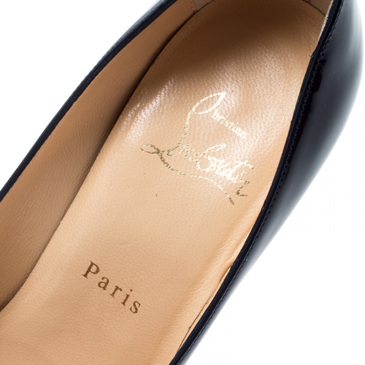 Pre Owned Christian Louboutin Navy Blue Patent Leather Decollete 554 Pointed Toe Pumps Size 37
