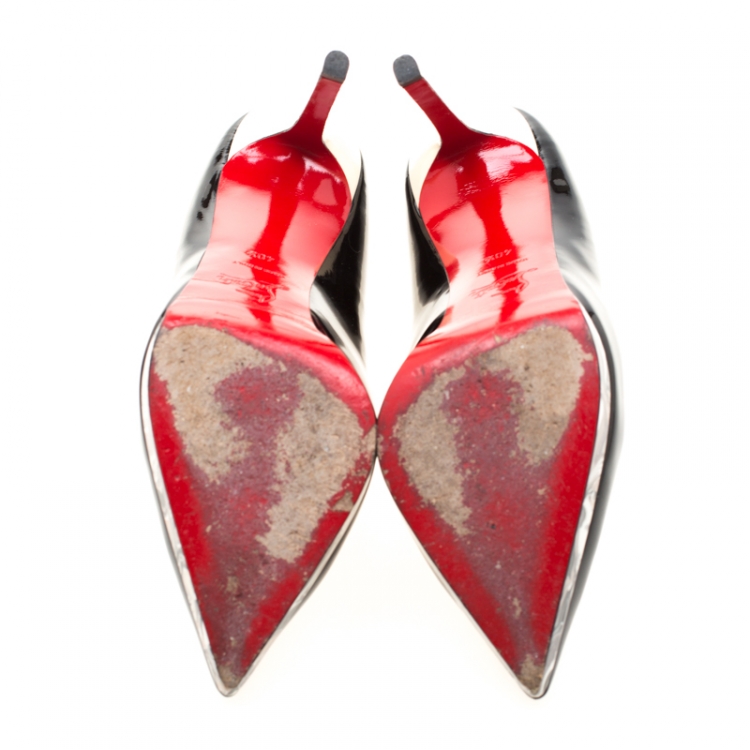 Pre Owned Christian Louboutin Black Patent Leather Pigalle Plato Platform Pumps 40.5