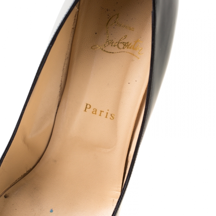 Pre Owned Christian Louboutin Black Patent Leather Pigalle Plato Platform Pumps 40.5