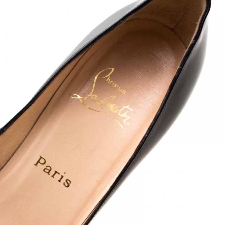 Pre Owned Christian Louboutin Black Patent Leather Hyper Prive Peep Toe Platform Pumps Size 40