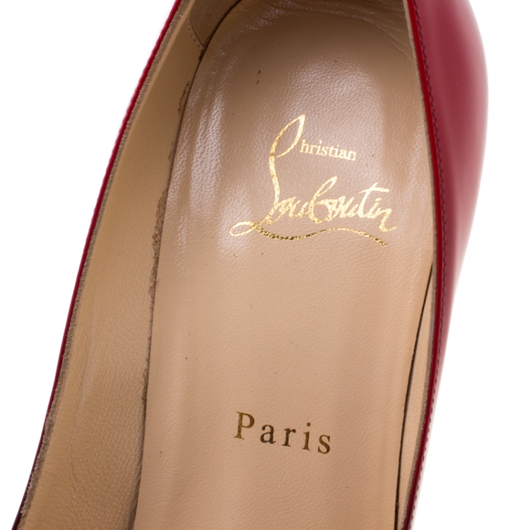 مملوكة مسبقًا Christian Louboutin Red/Black Degradè Patent Leather Pigalle Follies Pointed Toe Pumps Size 38.5