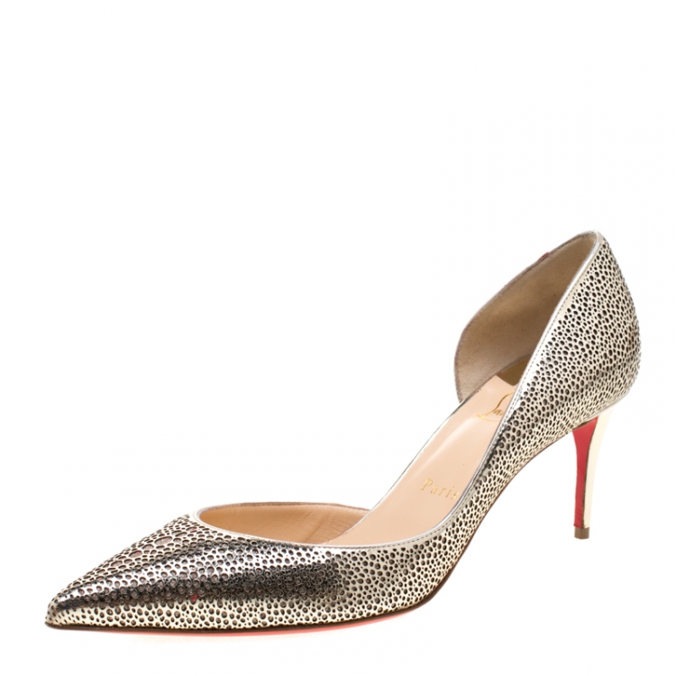 Christian Louboutin Silver/Black Patent And Glitter Tac, 44% OFF
