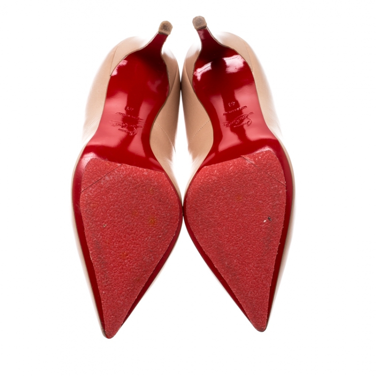 Pre Owned Christian Louboutin Beige Leather Pigalle Pointed Toe Pumps Size 41