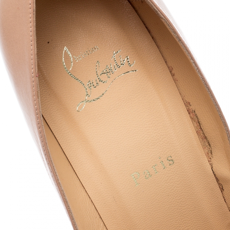 Pre Owned Christian Louboutin Beige Leather Pigalle Pointed Toe Pumps Size 41