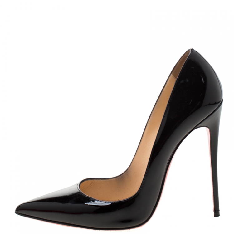 Pre Owned Christian Louboutin Black Patent Leather So Kate Pumps Size 39.5