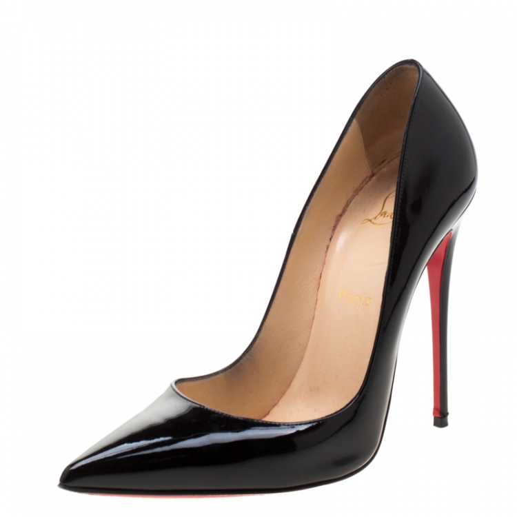 Pre Owned Christian Louboutin Black Patent Leather So Kate Pumps Size 39.5