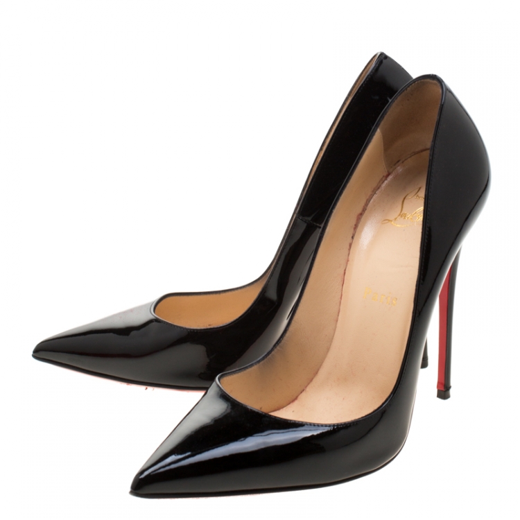 Pre Owned Christian Louboutin Black Patent Leather So Kate Pumps Size 39.5