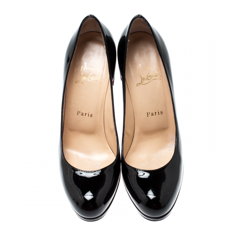 Pre Owned Christian Louboutin Black Patent Leather New Simple Pumps Size 37