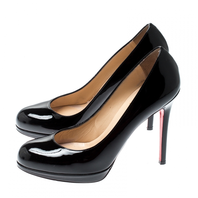 Pre Owned Christian Louboutin Black Patent Leather New Simple Pumps Size 37