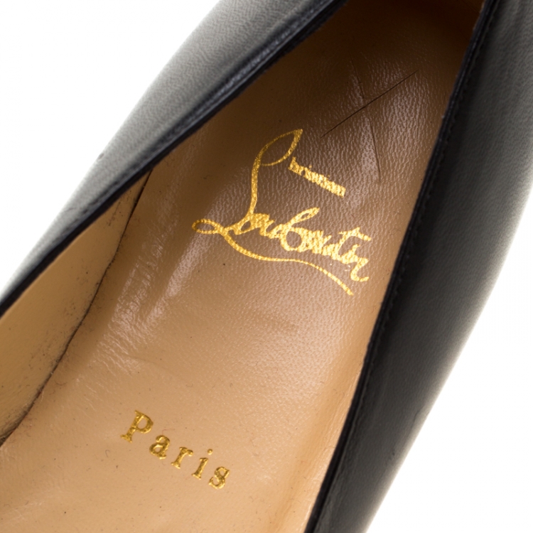 Pre Owned Christian Louboutin Black Leather Pointed Toe Flats Size 41