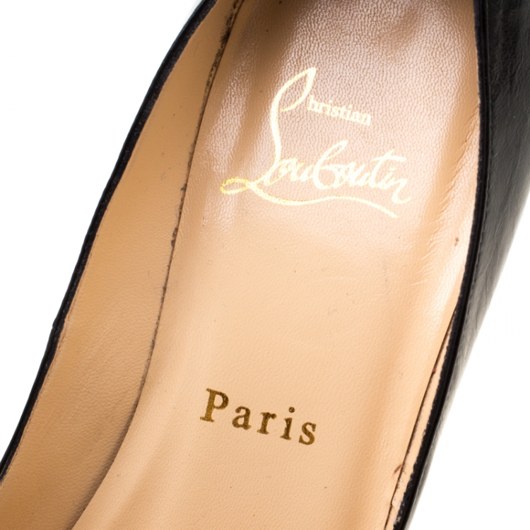 Pre Owned Christian Louboutin Black Leather Peep Toe Platform Pumps Size 38