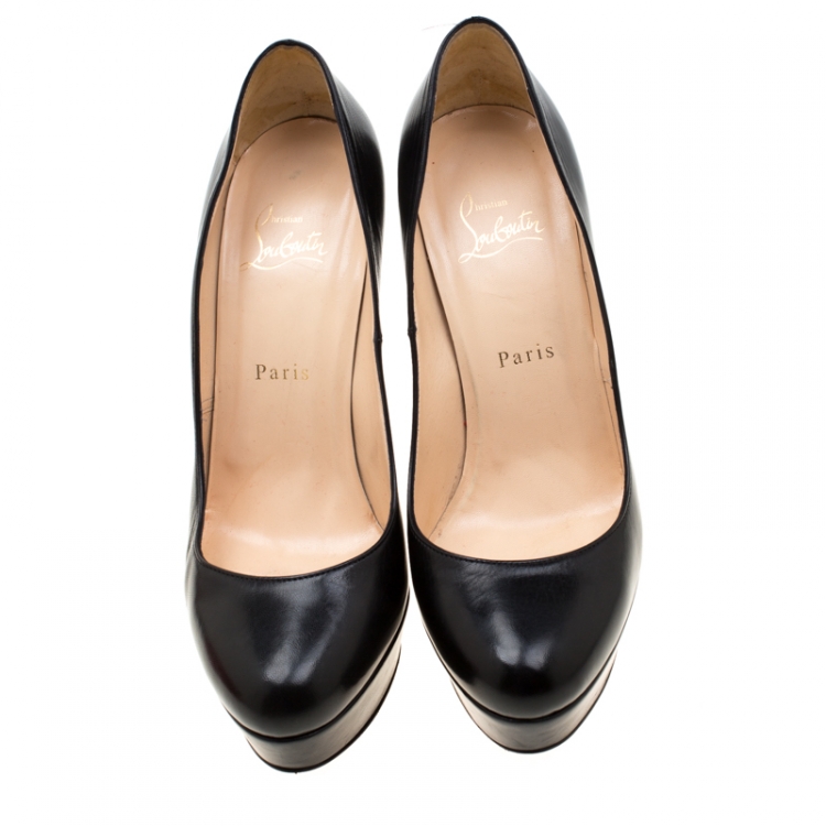 Pre Owned Christian Louboutin Black Leather Bianca Platform Pumps 38.5