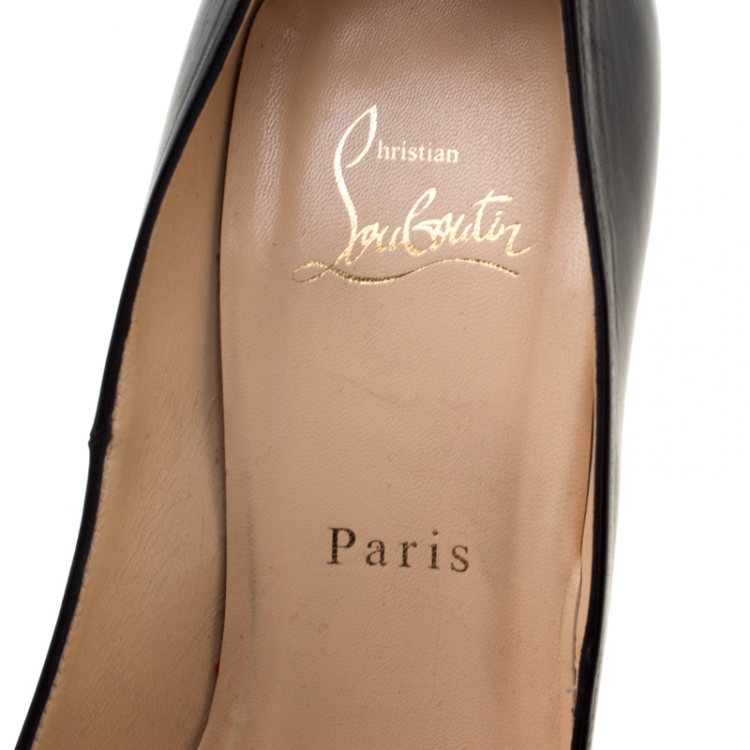 Pre Owned Christian Louboutin Black Leather Bianca Platform Pumps 38.5