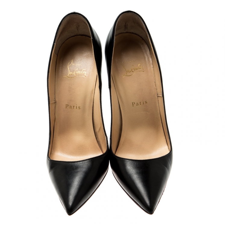 Pre Owned Christian Louboutin Black Leather So Kate Pumps Size 39.5
