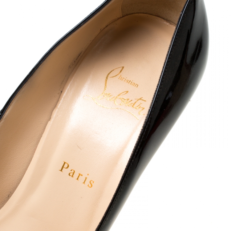 Pre Owned Christian Louboutin Black Patent Leather Bianca Platform Pumps Size 40.5