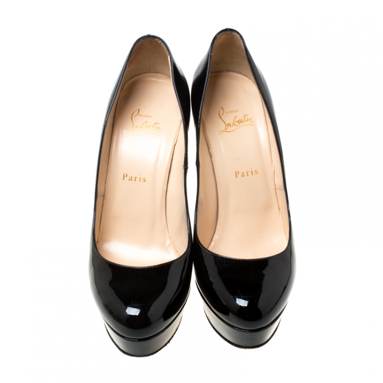 Pre Owned Christian Louboutin Black Patent Leather Bianca Platform Pumps Size 40.5