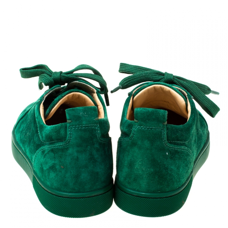 Pre Owned Christian Louboutin Green Suede Orlato Lace Up Sneakers Size 40