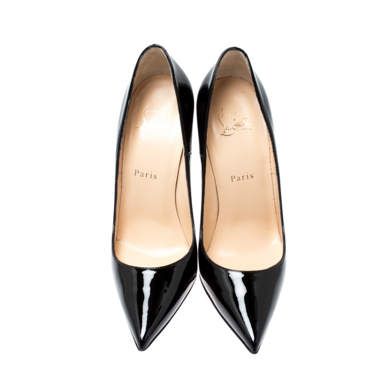 Pre Owned Christian Louboutin Black Patent Leather So Kate Pointed Toe Pumps Size 38